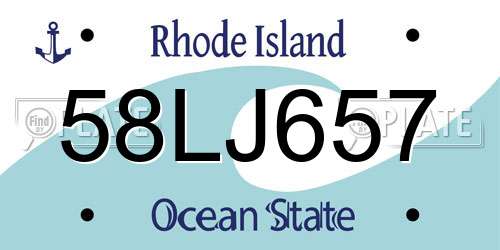58LJ657 Rhode Island License Plate