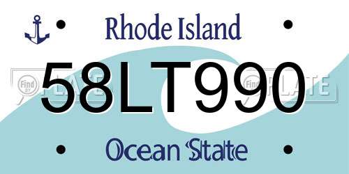 58LT990 Rhode Island License Plate
