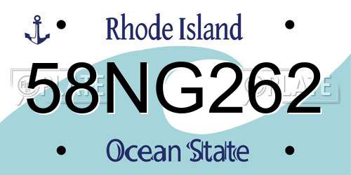 58NG262 Rhode Island License Plate