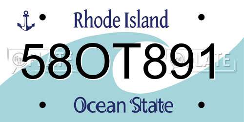 58OT891 Rhode Island License Plate