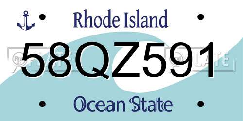 58QZ591 Rhode Island License Plate