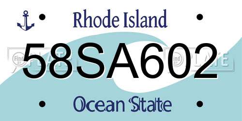 58SA602 Rhode Island License Plate