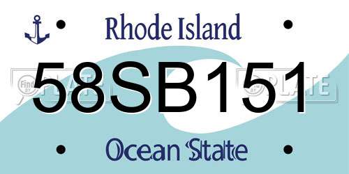58SB151 Rhode Island License Plate