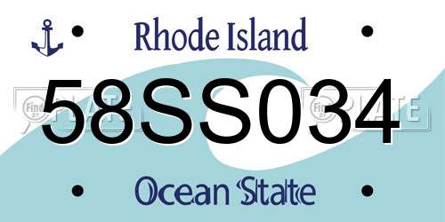 58SS034 Rhode Island License Plate