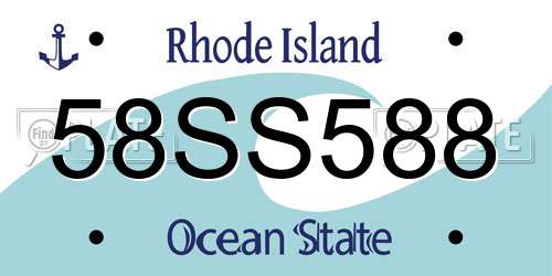 58SS588 Rhode Island License Plate