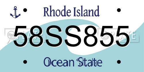 58SS855 Rhode Island License Plate