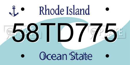 58TD775 Rhode Island License Plate