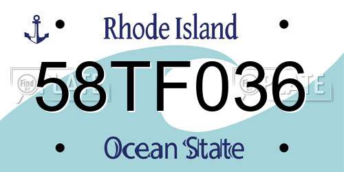 58TF036 Rhode Island License Plate