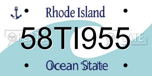 58TI955 Rhode Island License Plate