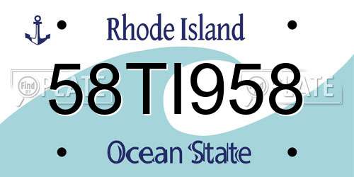 58TI958 Rhode Island License Plate