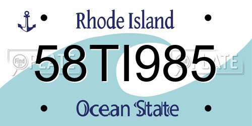 58TI985 Rhode Island License Plate