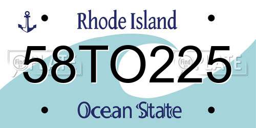 58TO225 Rhode Island License Plate