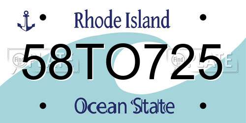 58TO725 Rhode Island License Plate
