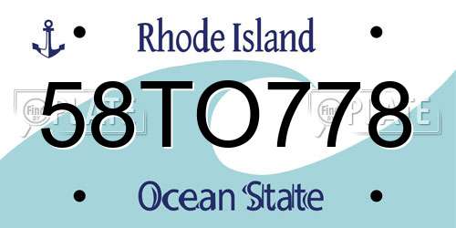 58TO778 Rhode Island License Plate
