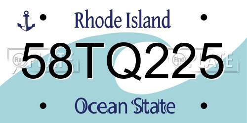 58TQ225 Rhode Island License Plate