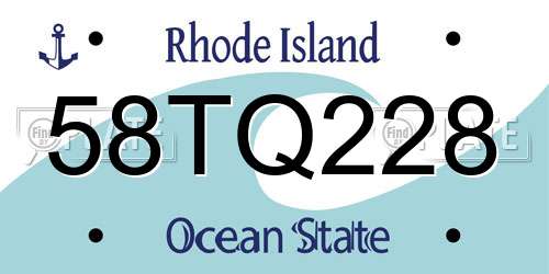 58TQ228 Rhode Island License Plate