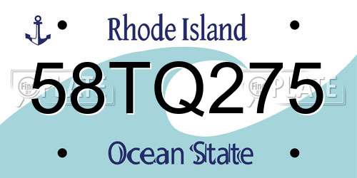 58TQ275 Rhode Island License Plate