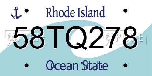 58TQ278 Rhode Island License Plate
