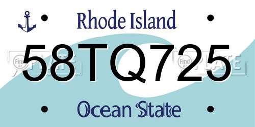 58TQ725 Rhode Island License Plate