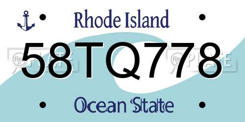 58TQ778 Rhode Island License Plate