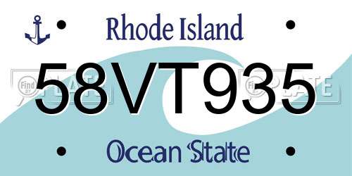 58VT935 Rhode Island License Plate