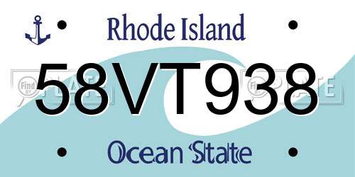 58VT938 Rhode Island License Plate