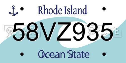 58VZ935 Rhode Island License Plate