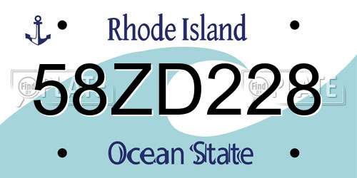 58ZD228 Rhode Island License Plate