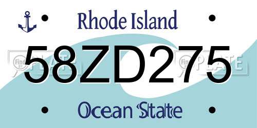 58ZD275 Rhode Island License Plate