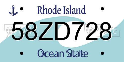 58ZD728 Rhode Island License Plate