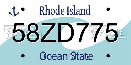 58ZD775 Rhode Island License Plate