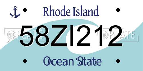 58ZI212 Rhode Island License Plate
