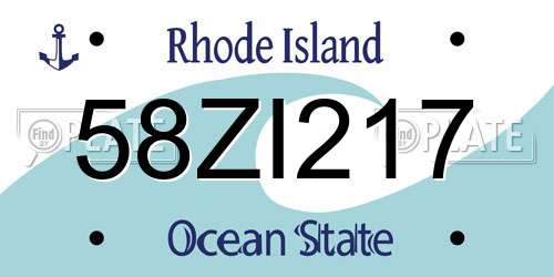 58ZI217 Rhode Island License Plate