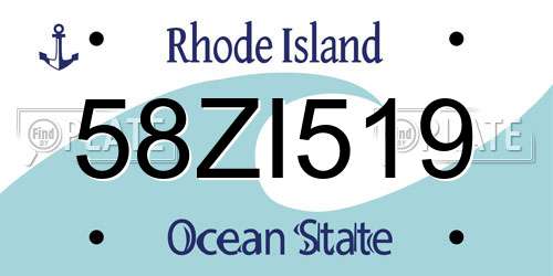 58ZI519 Rhode Island License Plate