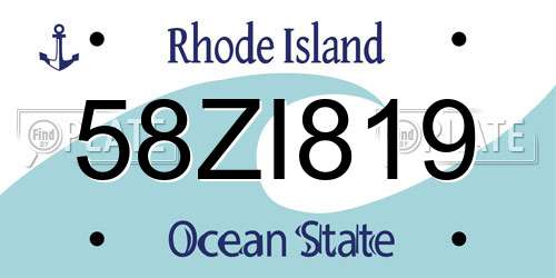 58ZI819 Rhode Island License Plate