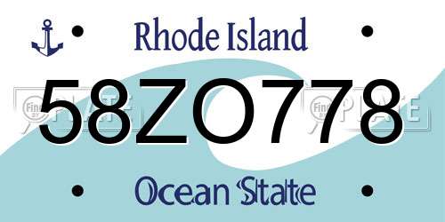58ZO778 Rhode Island License Plate