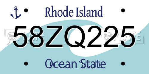 58ZQ225 Rhode Island License Plate