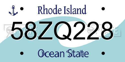58ZQ228 Rhode Island License Plate