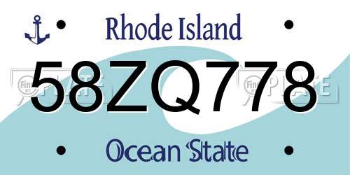 58ZQ778 Rhode Island License Plate