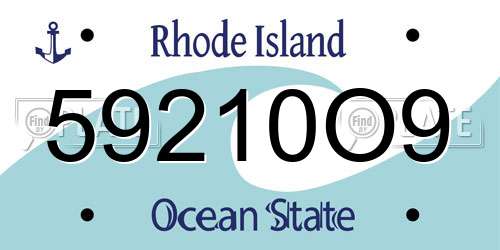 59210O9 Rhode Island License Plate
