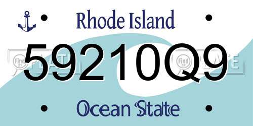 59210Q9 Rhode Island License Plate