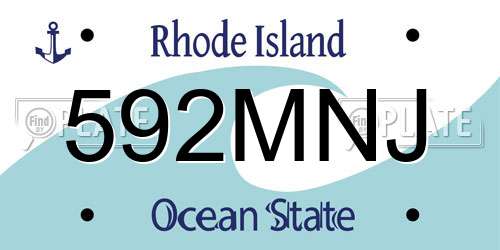 592MNJ Rhode Island License Plate