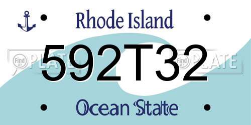592T32 Rhode Island License Plate