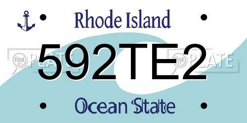 592TE2 Rhode Island License Plate