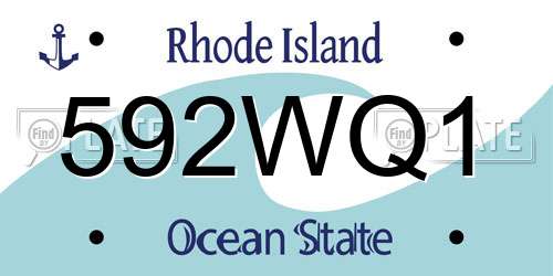 592WQ1 Rhode Island License Plate