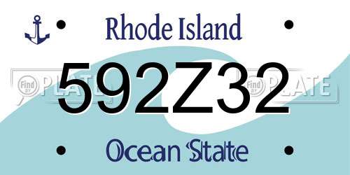 592Z32 Rhode Island License Plate