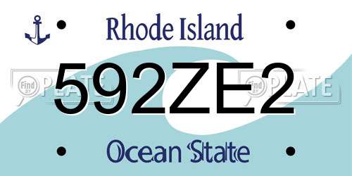 592ZE2 Rhode Island License Plate