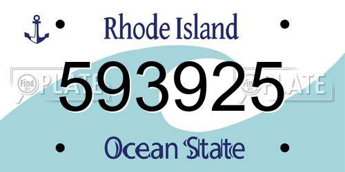 593925 Rhode Island License Plate
