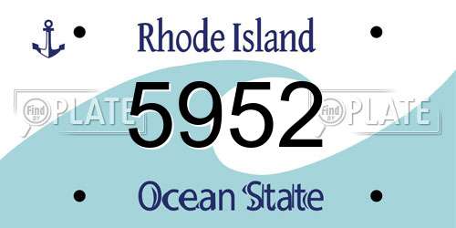 5952 Rhode Island License Plate