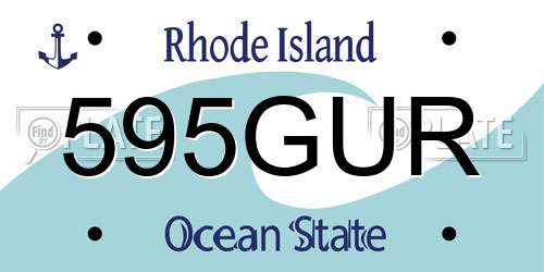 595GUR Rhode Island License Plate
